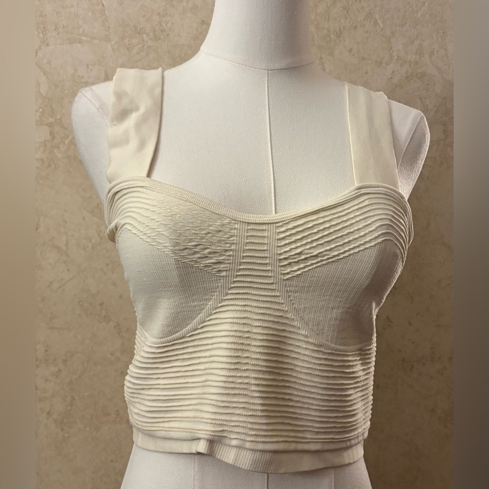 Sincerely Jules Cream Ribbed Crop Top